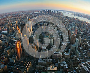 Fisheye view over lower Manhattan, New York photo