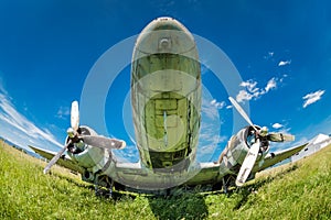 Fisheye view of the remains DC3 aircraft photo