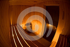 Fisheye View of Sauna Interior