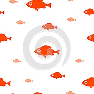 Fishing background. Seamless pattern with funny fish on white . Vector illustration.