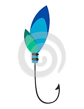 Fishing bait icon. Lure with hook isolated on white background. Abstract contemporary fishery lures and wobblers. Fisher