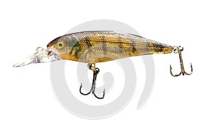 Fishing bait wobbler isolated on white metal wobbler