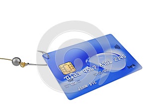 Fishing bank credit card fraud concept 3d illustration