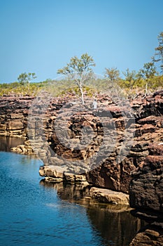 Fishing for Barramundi in a Kimberley gorge