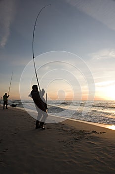 Fishing on beach