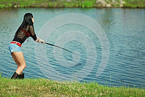 Fishing beautiful girl