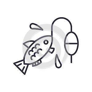 Fishing black icon concept. Fishing flat vector symbol, sign, illustration.