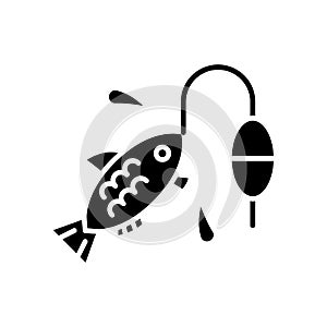 Fishing black icon concept. Fishing flat vector symbol, sign, illustration.