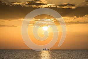 Fishing boat on the Adriatic Sea at sunset