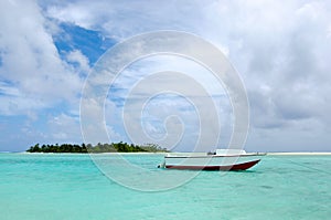 Fishing boat in Aitutaki Lagoon Cook Islands