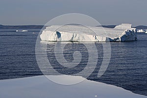 Fishing Boat Amoung Icebergs in Goose Cove