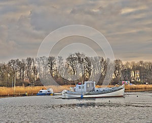 Fishing Boat anchored in the river
