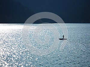 Fishing on the boat at Ashi lake