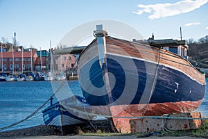 Fishing boat ashore in Whitby