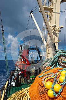 Fishing boat in atlantic ocean