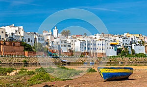 Fishing boat on the bank of a river in Azemmour, Morocco