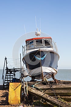 Fishing boat on the beach in Deal, Kent, UK
