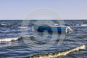 Fishing boat on the beach in Navodari - Black Sea, Romania
