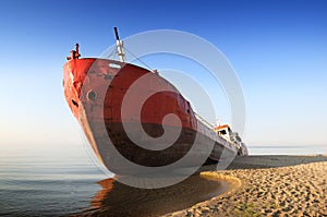 Fishing boat beached