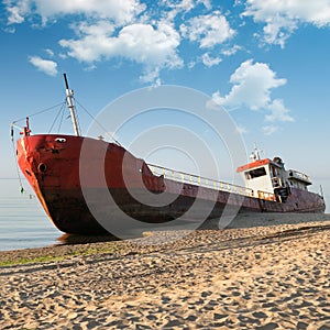 Fishing boat beached