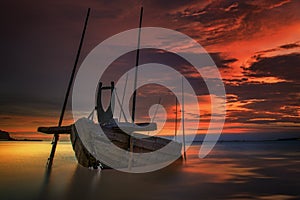 Fishing boat beached