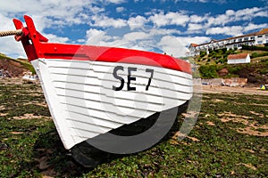 Fishing boat berth at low tide devon beach