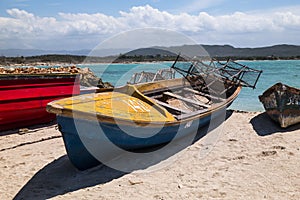 Fishing Boat in the Caribbean with Crab Traps