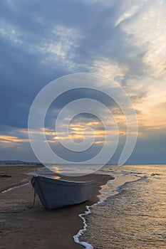 Fishing boat on the coast of the beach