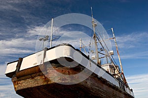 Fishing boat in dry dock