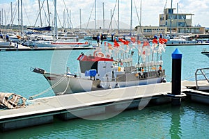 Fishing boat in the fishing port of Rota, Cadiz coast, Spain