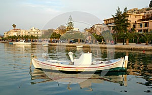 A fishing boat in the harbor at Nafplio in Greece