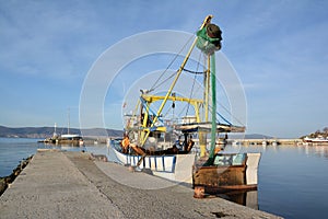 Fishing boat at a harbor, Nessebar, Bulgaria