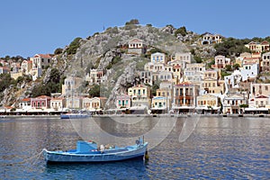 Fishing boat in the harbor of Symi, Greece