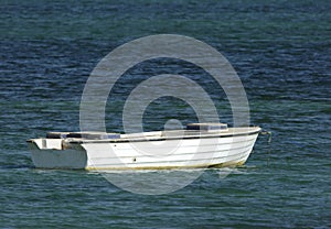 A fishing boat harbored at Busaiteen coast