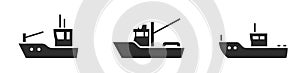 Fishing boat icon set. sea vessel for fishery