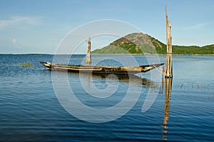 Fishing  boat and landscape at chilika lake odisha