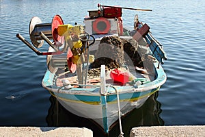 Fishing Boat on Lesvos Island, Greece, Europe