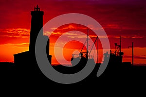 Fishing Boat And Lighthouse