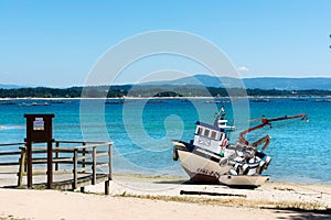 Fishing boat moored in the Illa de Arousa