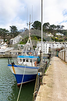 Fishing Boat moored at Polperro Harbour in South Cornwall, UK