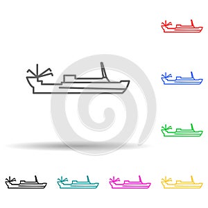 fishing boat multi color style icon. Simple thin line, outline vector of fish production icons for ui and ux, website or mobile