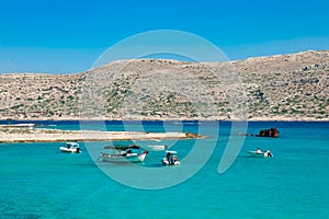 Fishing boat near Balos beach. Crete, Greece