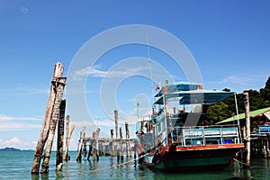 Fishing boat on port, beautiful bluesky