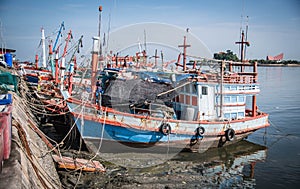 Fishing boat port at Saphan Pla Pier, Sriracha District, Chonburi Province