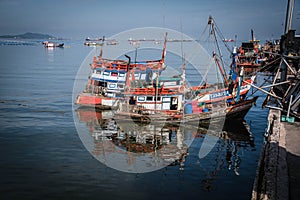 Fishing boat port at Saphan Pla Pier, Sriracha District, Chonburi Province