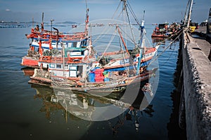 Fishing boat port at Saphan Pla Pier, Sriracha District, Chonburi Province