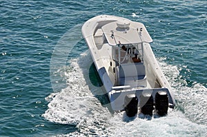 Fishing Boat Powered by Three Outboard Engines