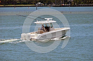 Fishing Boat Powered by Two Outboard Engines