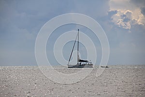 Fishing boat Returning to the Harbour after Day`s Catch