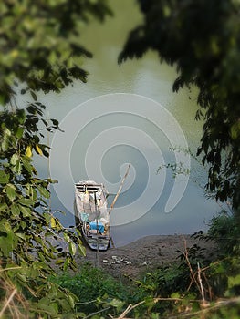 Fishing boat on river side